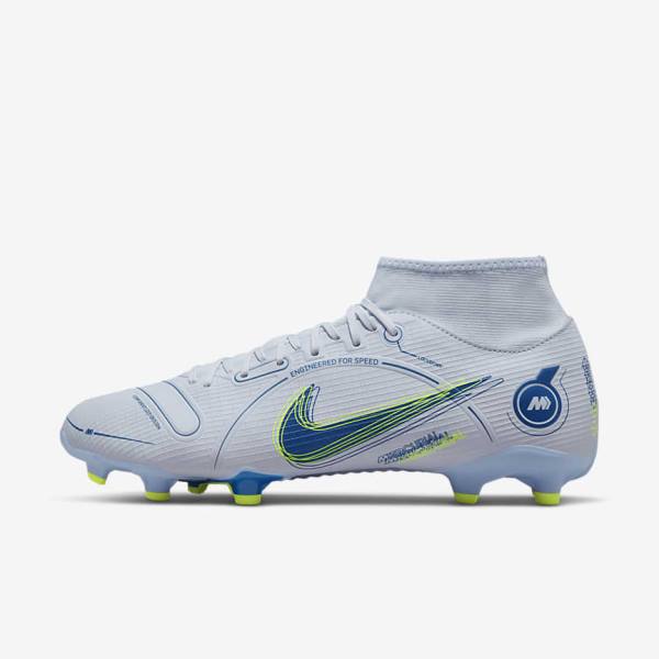 Men\'s Nike Mercurial Superfly 8 Academy MG Multi-Grounds Football Shoes Grey / Light Blue / Dark Blue | NK084POL