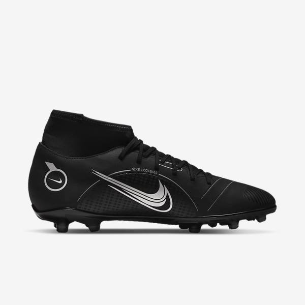 Men's Nike Mercurial Superfly 8 Club MG Multi-Grounds Football Shoes Black / Grey / Metal Silver | NK179SIU