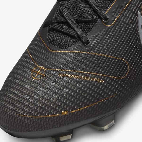 Men's Nike Mercurial Superfly 8 Elite FG Firm-Grounds Football Shoes Black / Metal Silver / Grey / Metal Gold | NK145HQC