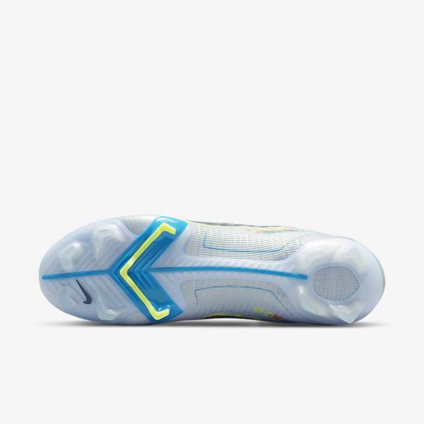 Men's Nike Mercurial Superfly 8 Elite FG Firm-Grounds Football Shoes Grey / Light Blue / Blue | NK850PMJ