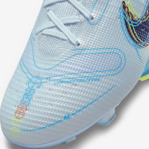 Men's Nike Mercurial Superfly 8 Elite FG Firm-Grounds Football Shoes Grey / Light Blue / Blue | NK850PMJ