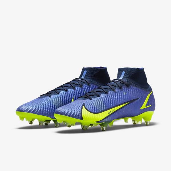 Men's Nike Mercurial Superfly 8 Elite SG-Pro AC Soft-Ground Football Shoes Blue | NK687DCF