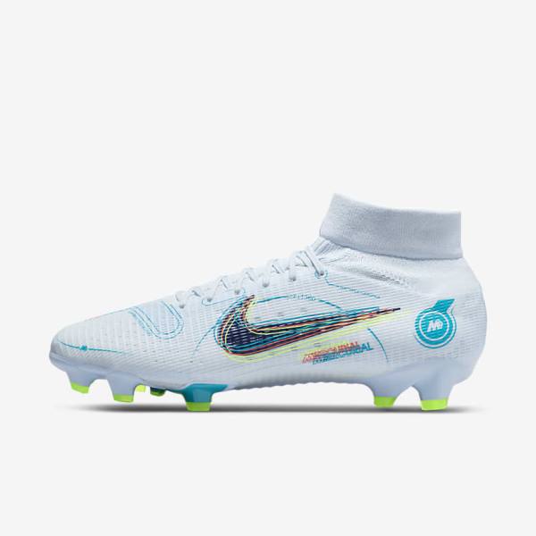 Men\'s Nike Mercurial Superfly 8 Pro FG Firm-Ground Football Shoes Grey / Light Blue / Dark Blue | NK906ZHO