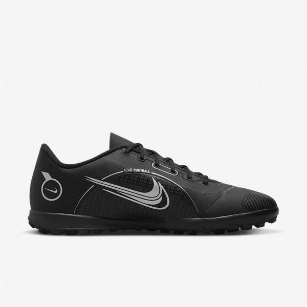 Men's Nike Mercurial Vapor 14 Club TF Turf Football Shoes Black / Grey / Metal Silver | NK416ITS