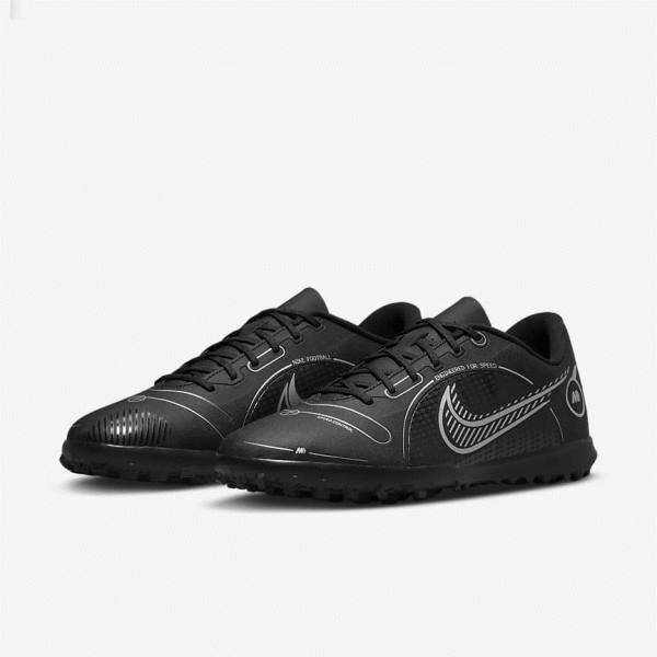 Men's Nike Mercurial Vapor 14 Club TF Turf Football Shoes Black / Grey / Metal Silver | NK416ITS