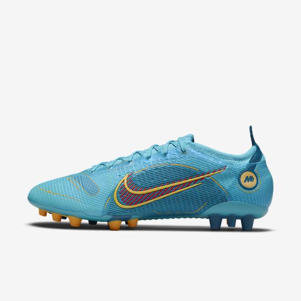 Men\'s Nike Mercurial Vapor 14 Elite AG Artificial-Grounds Football Shoes Blue / Orange | NK740LMF