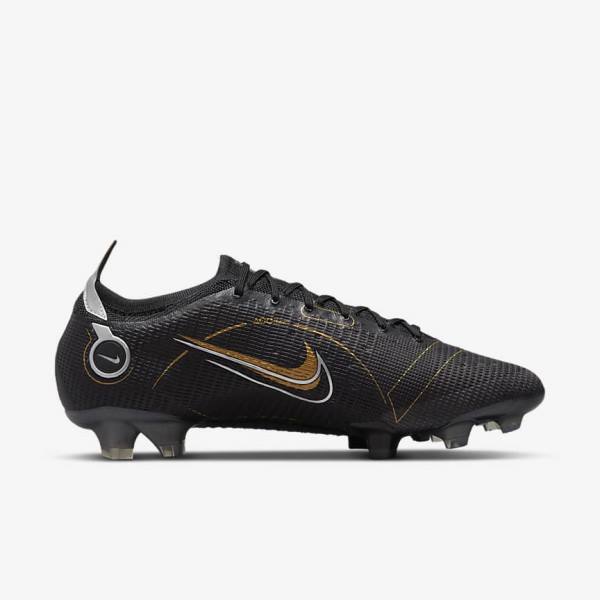 Men's Nike Mercurial Vapor 14 Elite FG Firm-Grounds Football Shoes Black / Metal Silver / Grey / Metal Gold | NK805XIF