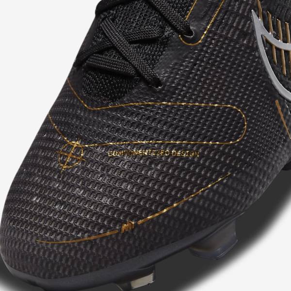 Men's Nike Mercurial Vapor 14 Elite FG Firm-Grounds Football Shoes Black / Metal Silver / Grey / Metal Gold | NK805XIF