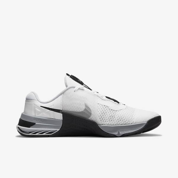 Men's Nike Metcon 7 Training Shoes White / Grey / Platinum / Black | NK782AYS