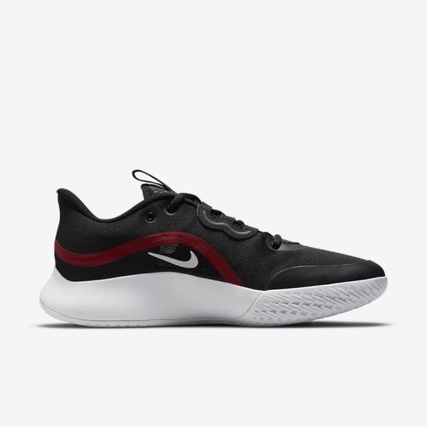 Men's Nike NikeCourt Air Max Volley Hard Court Tennis Shoes Black / Red / White | NK725CDZ