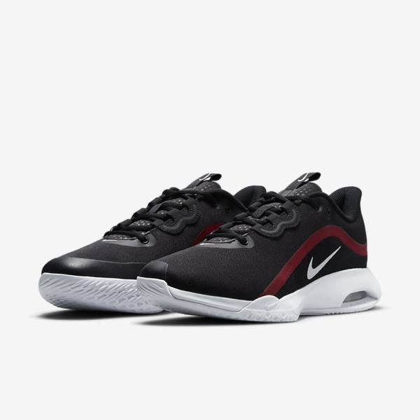 Men's Nike NikeCourt Air Max Volley Hard Court Tennis Shoes Black / Red / White | NK725CDZ