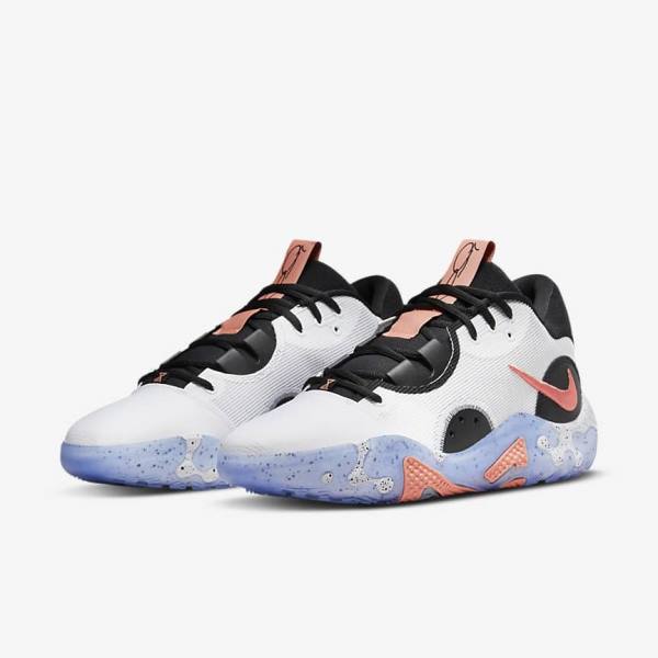 Men's Nike PG 6 Basketball Shoes White / Black / Blue / Red | NK950KQZ