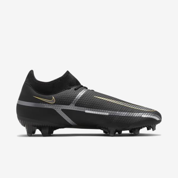 Men's Nike Phantom GT2 Academy Dynamic Fit MG Multi-Ground Football Shoes Black / Metal Gold / Dark Grey / Metal Dark Grey | NK241KDA