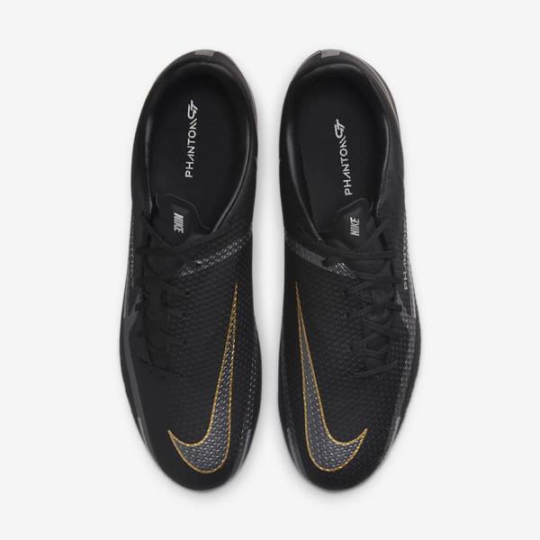 Men's Nike Phantom GT2 Academy MG Multi-Ground Football Shoes Black / Metal Gold / Dark Grey / Metal Dark Grey | NK538WML