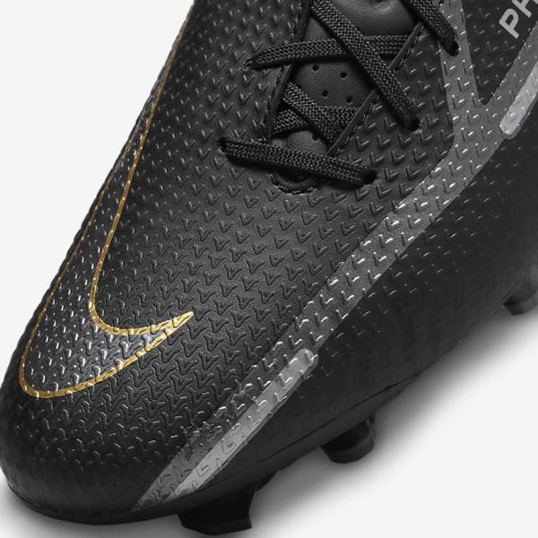 Men's Nike Phantom GT2 Academy MG Multi-Ground Football Shoes Black / Metal Gold / Dark Grey / Metal Dark Grey | NK538WML