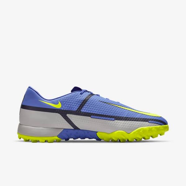 Men's Nike Phantom GT2 Academy TF Turf Football Shoes Blue / Grey | NK613MNS