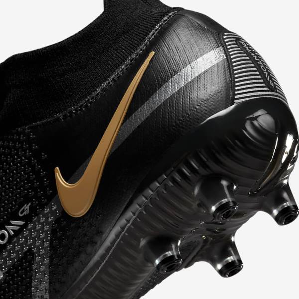 Men's Nike Phantom GT2 Dynamic Fit Elite AG-Pro Artificial-Grass Football Shoes Black / Metal Gold / Metal Silver / Metal Dark Grey | NK250RIH