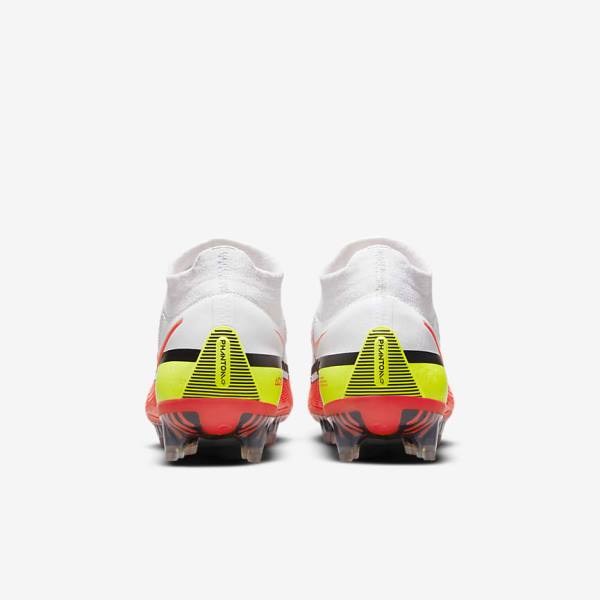 Men's Nike Phantom GT2 Dynamic Fit Elite FG Firm-Ground Football Shoes White / Light Red | NK319TFK