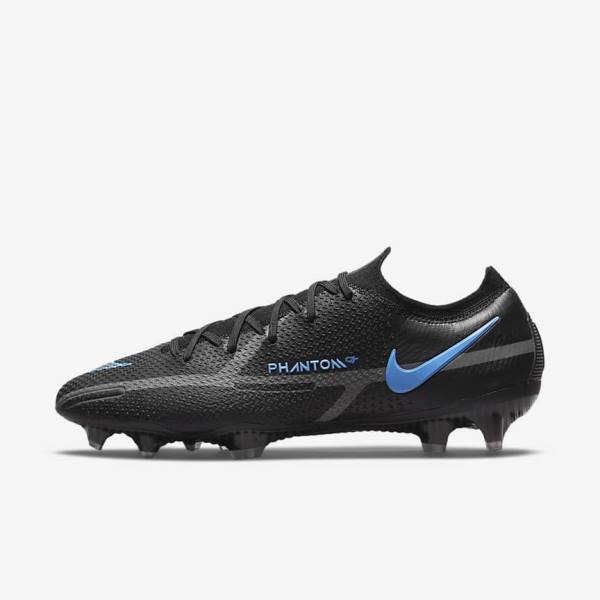 Men\'s Nike Phantom GT2 Elite FG Firm-Ground Football Shoes Black / Grey | NK085HMQ