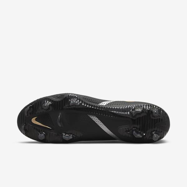 Men's Nike Phantom GT2 Pro Dynamic Fit FG Firm-Ground Football Shoes Black / Metal Gold / Metal Silver / Metal Dark Grey | NK524HZF