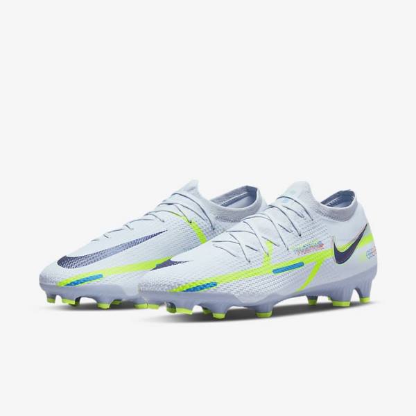 Men's Nike Phantom GT2 Pro FG Firm-Ground Football Shoes Grey / Light Blue | NK984CGZ