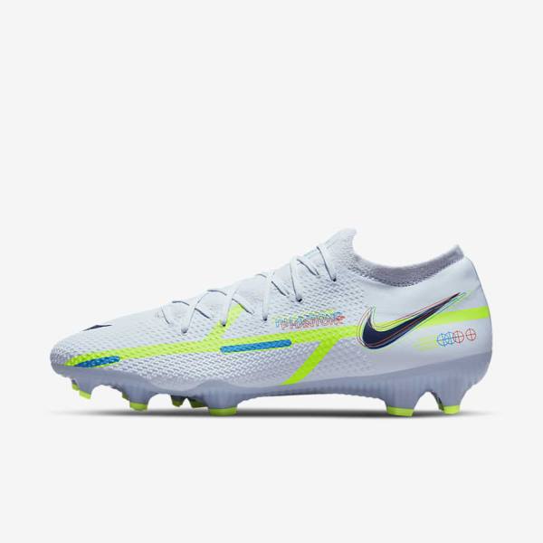 Men\'s Nike Phantom GT2 Pro FG Firm-Ground Football Shoes Grey / Light Blue | NK984CGZ