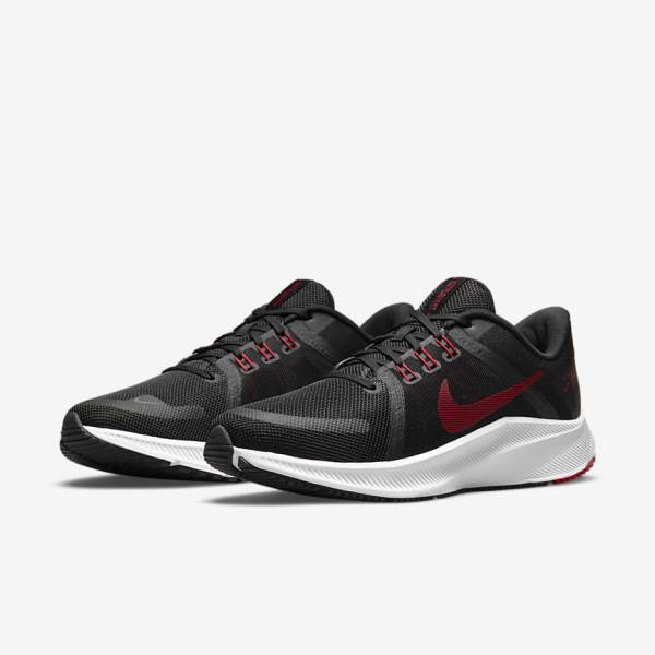 Men's Nike Quest 4 Road Running Shoes Black / White / Dark Grey / Red | NK604PES