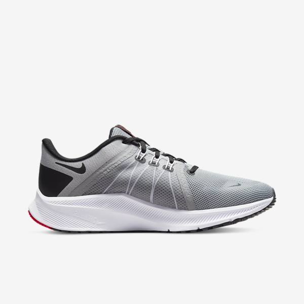 Men's Nike Quest 4 Road Running Shoes Light Grey / Black / Red / White | NK742UEC