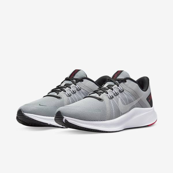 Men's Nike Quest 4 Road Running Shoes Light Grey / Black / Red / White | NK742UEC