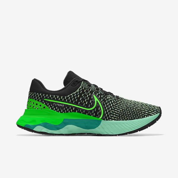 Men's Nike React Infinity Run 3 By You Custom Road Running Shoes Black / Green | NK134DTR