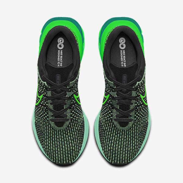 Men's Nike React Infinity Run 3 By You Custom Road Running Shoes Black / Green | NK134DTR