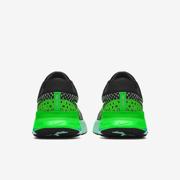 Men's Nike React Infinity Run 3 By You Custom Road Running Shoes Black / Green | NK134DTR