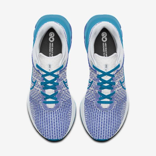 Men's Nike React Infinity Run 3 By You Custom Road Running Shoes White / Blue / White | NK974IYN