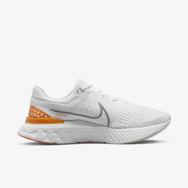 Men's Nike React Infinity Run Flyknit 3 Road Running Shoes White / Grey | NK174TNL