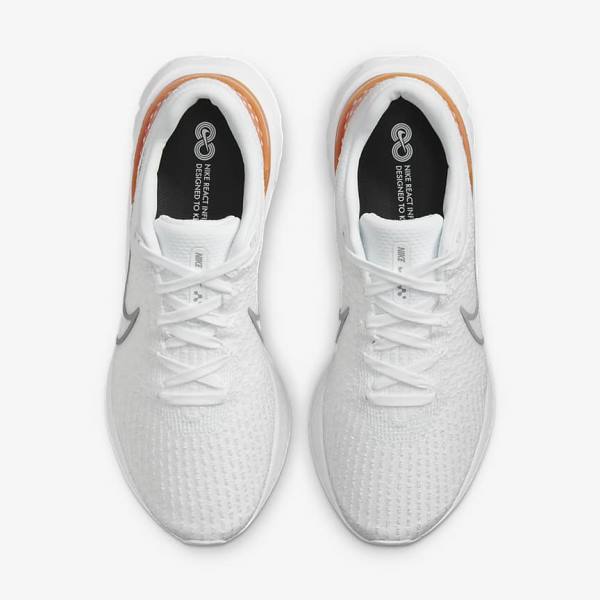 Men's Nike React Infinity Run Flyknit 3 Road Running Shoes White / Grey | NK174TNL