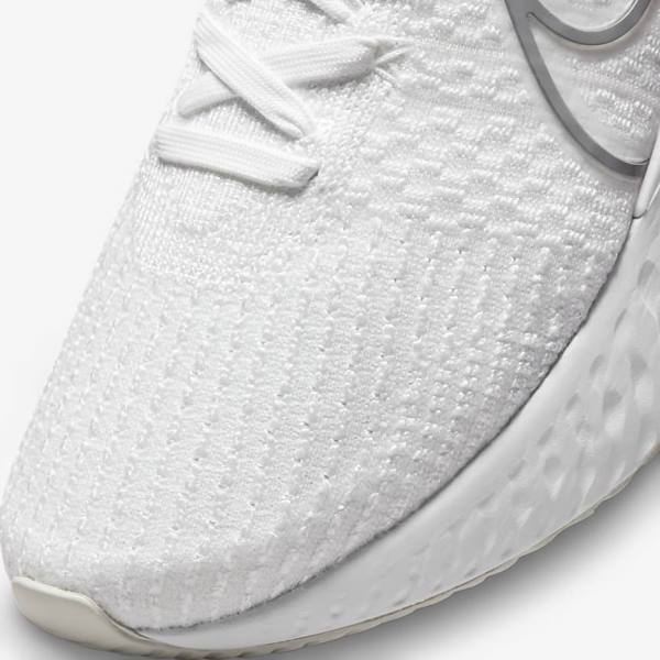 Men's Nike React Infinity Run Flyknit 3 Road Running Shoes White / Grey | NK174TNL