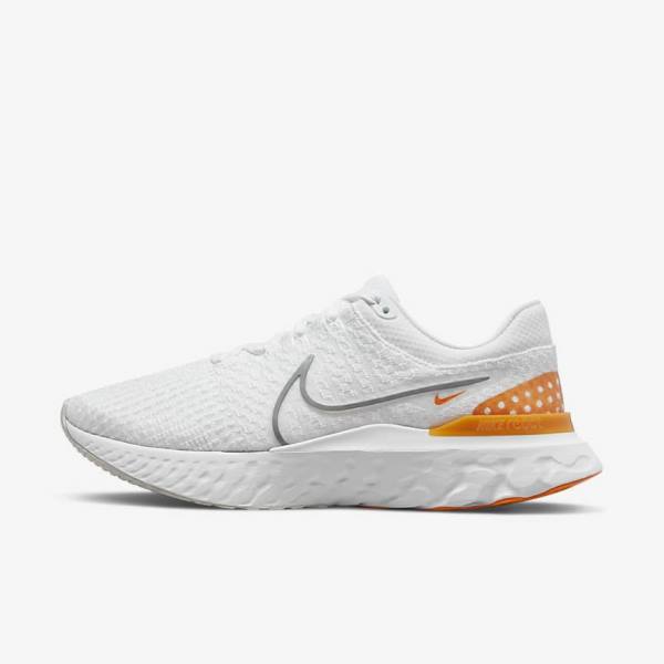 Men\'s Nike React Infinity Run Flyknit 3 Road Running Shoes White / Grey | NK174TNL