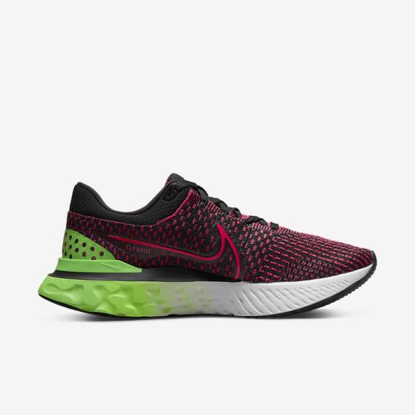 Men's Nike React Infinity Run Flyknit 3 Road Running Shoes Black / Green / Red | NK290BRU