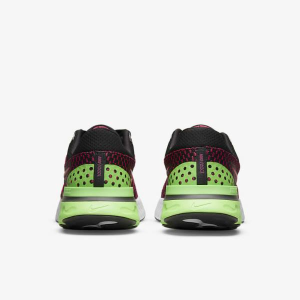 Men's Nike React Infinity Run Flyknit 3 Road Running Shoes Black / Green / Red | NK290BRU