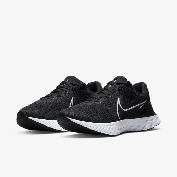 Men's Nike React Infinity Run Flyknit 3 Road Running Shoes Black / White | NK358KDN