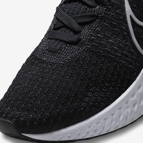 Men's Nike React Infinity Run Flyknit 3 Road Running Shoes Black / White | NK358KDN