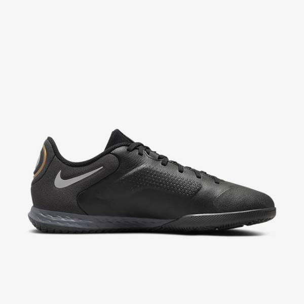 Men's Nike React Tiempo Legend 9 Pro IC Indoor-Court Football Shoes Black / Dark Grey / Metal Gold / Metal Dark Grey | NK710LYR