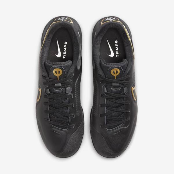 Men's Nike React Tiempo Legend 9 Pro IC Indoor-Court Football Shoes Black / Dark Grey / Metal Gold / Metal Dark Grey | NK710LYR