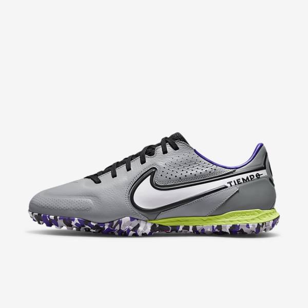 Men\'s Nike React Tiempo Legend 9 Pro TF Turf Football Shoes Light Grey / White | NK342PLO