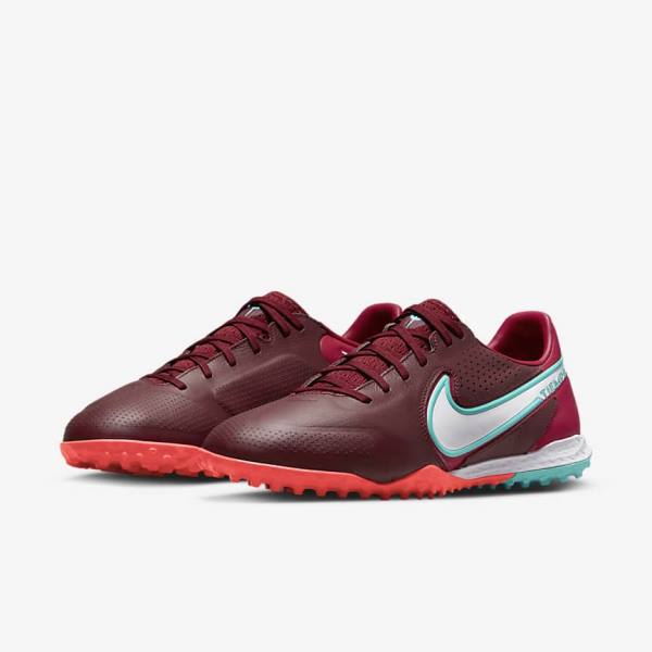 Men's Nike React Tiempo Legend 9 Pro TF Turf Football Shoes Red / Light Red / White | NK812YGJ