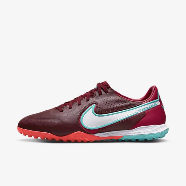 Men\'s Nike React Tiempo Legend 9 Pro TF Turf Football Shoes Red / Light Red / White | NK812YGJ