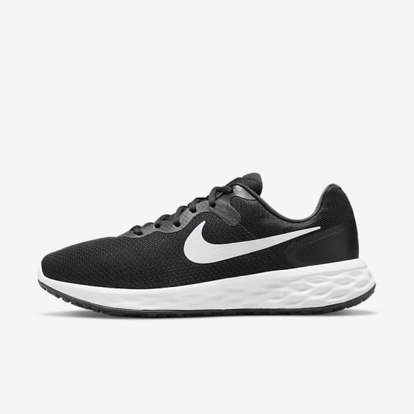 Men\'s Nike Revolution 6 (Extra Wide) Running Shoes Black / Grey / White | NK437EUY