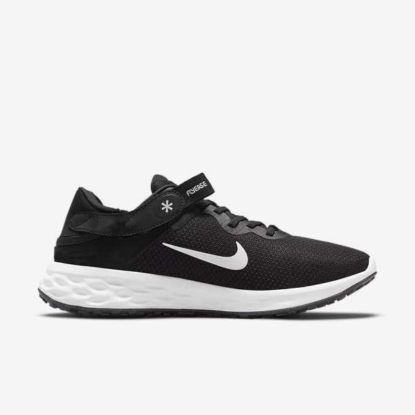 Men's Nike Revolution 6 FlyEase Next Nature Easy On-Off Road Running Shoes Black / Grey / White | NK849AKS