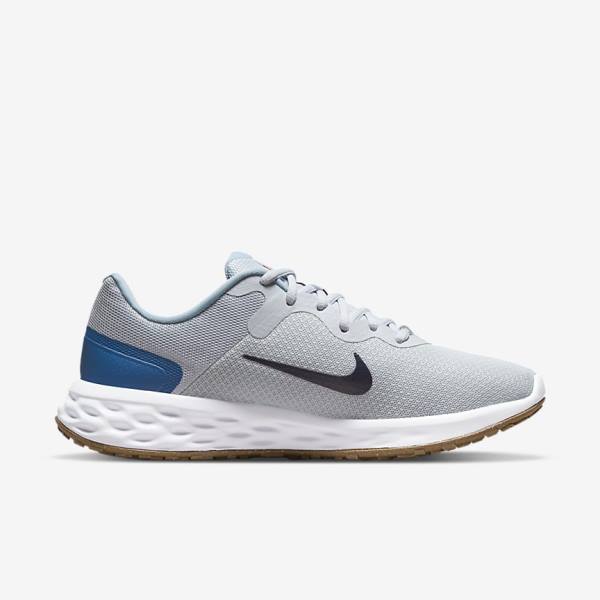 Men's Nike Revolution 6 Next Nature Road Running Shoes Platinum / Dark Blue / Blue | NK143TEL