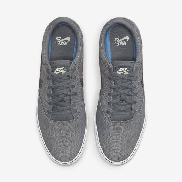 Men's Nike SB Chron 2 Canvas Premium Skate Shoes Grey / White | NK160IFB